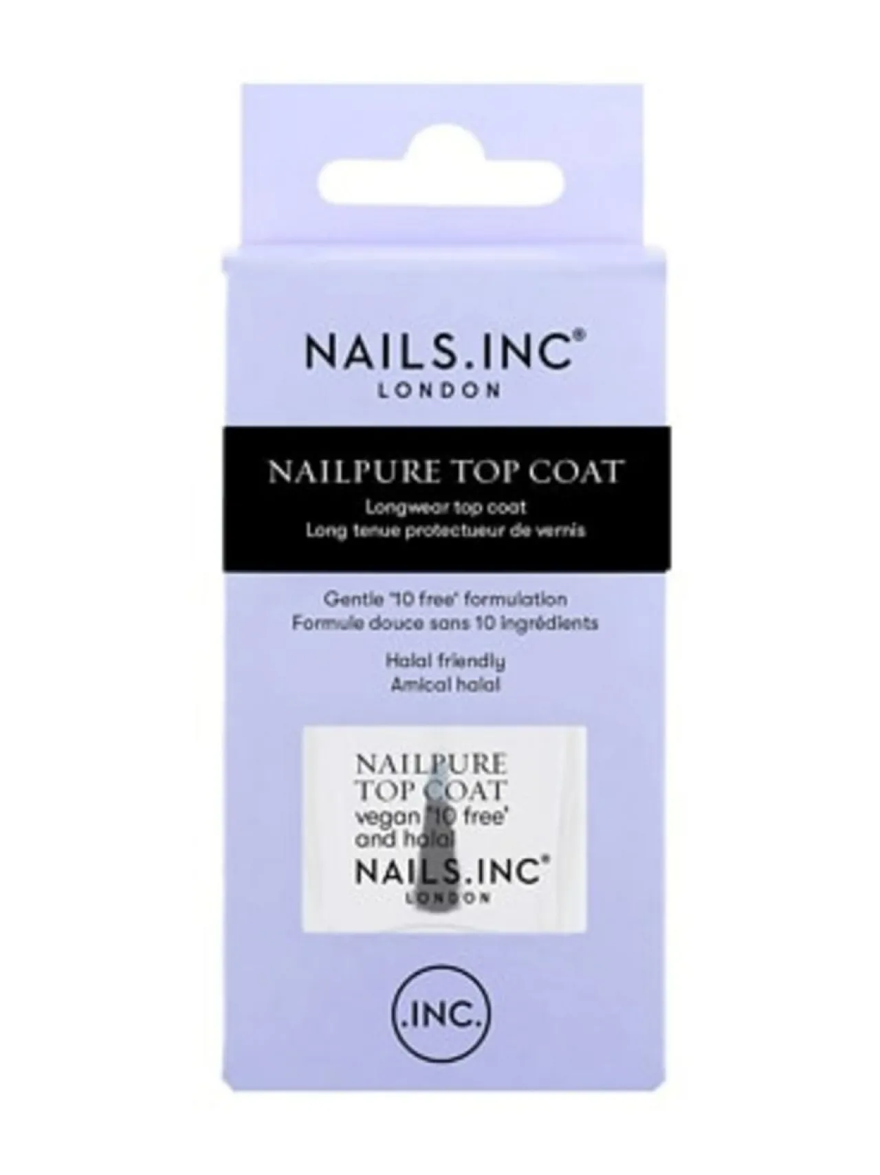 Kynnet<NAILS INC NAILPURE Longwear Top Coat 10 free -hellävarainen päällyslakka 14ml