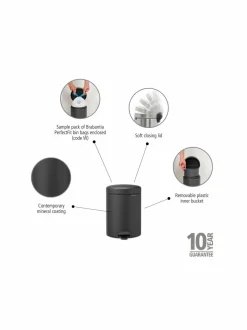 Roskakorit & -Pussit<Brabantia NewIcon-poljinroskakori 5 l MINERAL INFINITE GREY