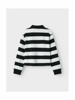 Pitkähihaiset Trikoopaidat<Name It NkfLili Polo -trikoopaita BLACK STRIPES:BRIGHT WHITE