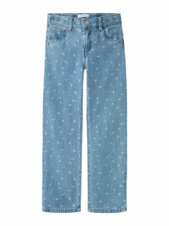 Farkut|Farkut<Name It NkfRose Straight -farkut LIGHT BLUE DENIM AOP:FLOWERS