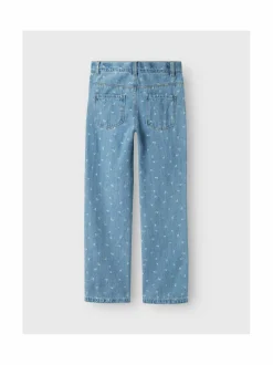 Farkut|Farkut<Name It NkfRose Straight -farkut LIGHT BLUE DENIM AOP:FLOWERS