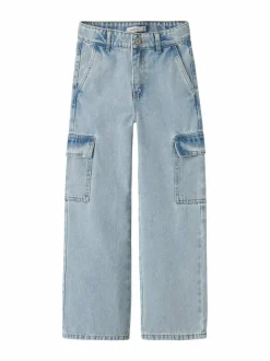 Farkut|Farkut<Name It NkfRose Wide Cargo -farkut LIGHT BLUE BLEACHED DENIM