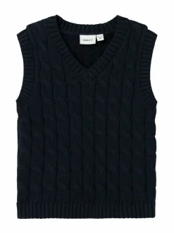 Neuleet<Name It NmmRemon-kaapelineuleliivi DARK SAPPHIRE