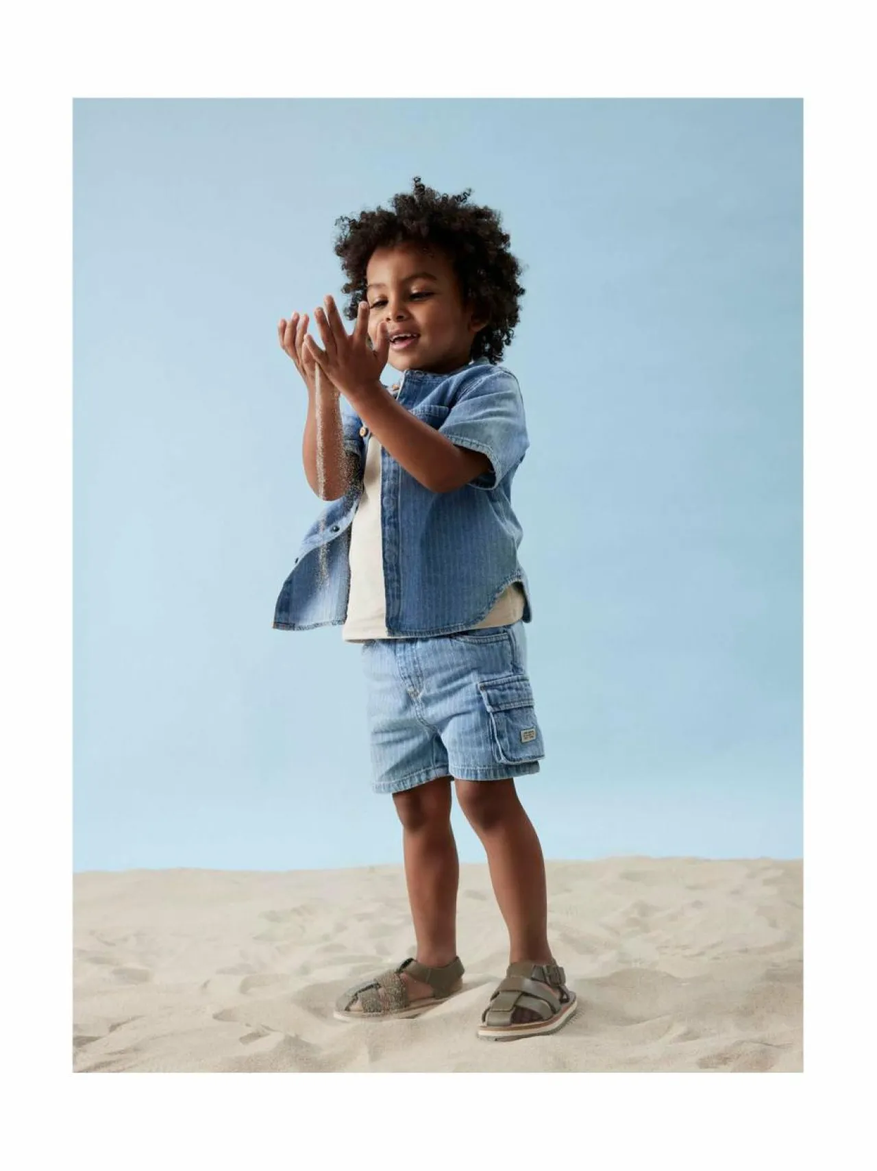 Shortsit<Name It NmmRyan-farkkushortsit LIGHT BLUE DENIM STRIPES:STRIPES