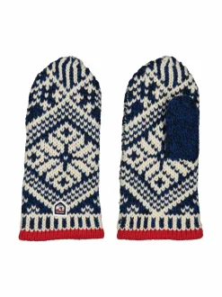Käsineet<Hestra Nordic Wool -lapaset 260020 MEDIUM BLUE / OFFWHITE