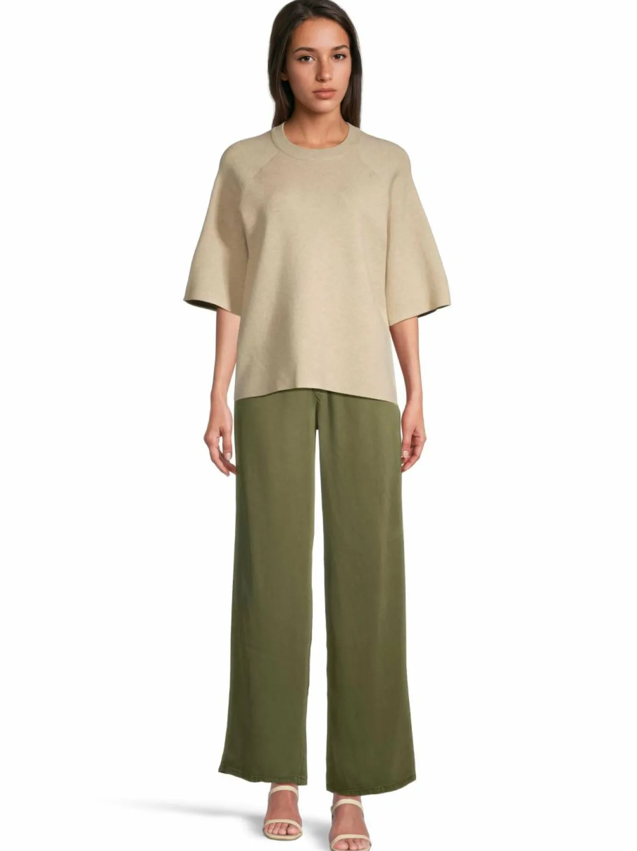 Housut<Object ObjFrame Lisa Wide -housut CAPULET OLIVE DETAIL:COL