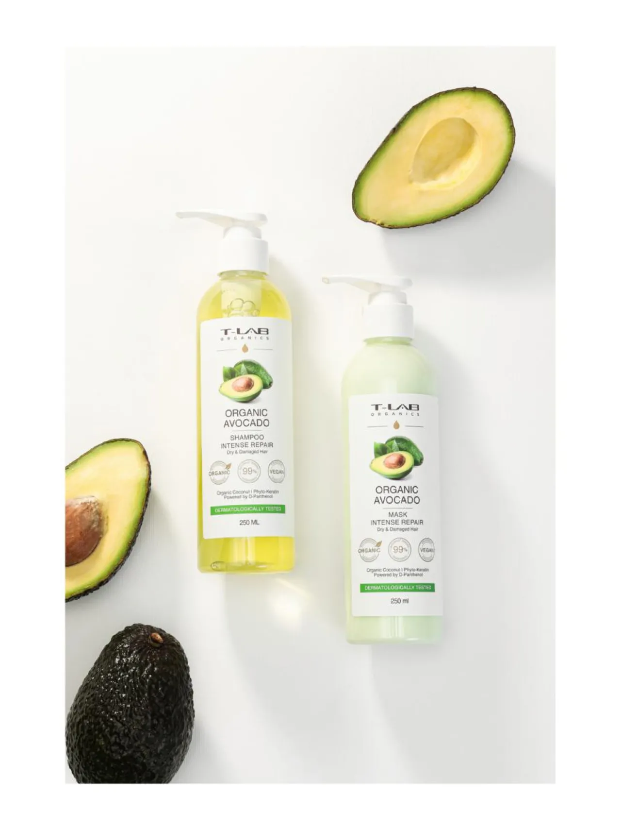 T-LAB Professional Organic Avocado Intense Repair Shampoo -kuiville ja vaurioituneille hiuksille 250ml^ Hiustenhoito