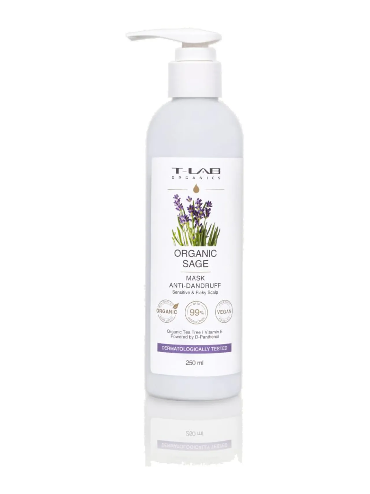 T-LAB Professional Organic Sage Anti-Dandruff Mask -hoitonaamio kuiville hiuksille ja hilseilevälle hiuspohjalle 250ml^ Hiustenhoitotuotteet