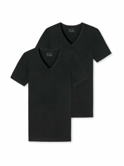 Alusasut<Schiesser 2-pack V-neck -paita 000 BLACK