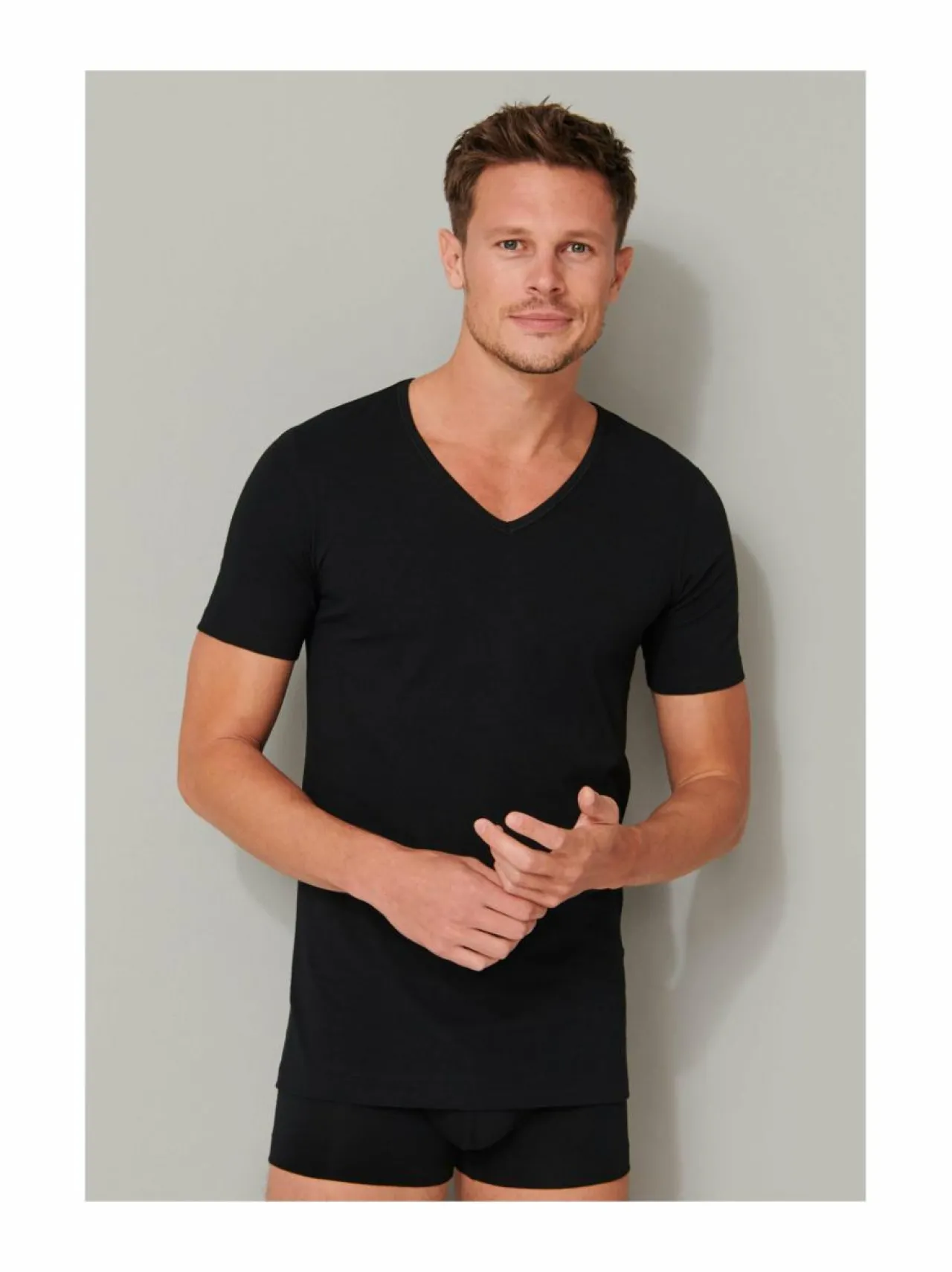 Alusasut<Schiesser 2-pack V-neck -paita 000 BLACK
