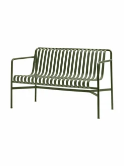 Puutarhakalusteet & Pehmusteet<HAY Palissade Dining -penkki selkänojalla 128 x 70 cm OLIVE (OLIIVINVIHREÄ)