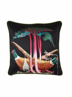 Sisustustyynyt<Klaus Haapaniemi & Co Pheasants and Rhubarbs -silkkityynynpäällinen BLACK