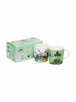 Moomin Arabia Pikku Myy & Nuuskamuikkunen -muki, Moomin 80 -juhlavuosileimalla, 2 kpl^ Mukit & Kupit & Asetit