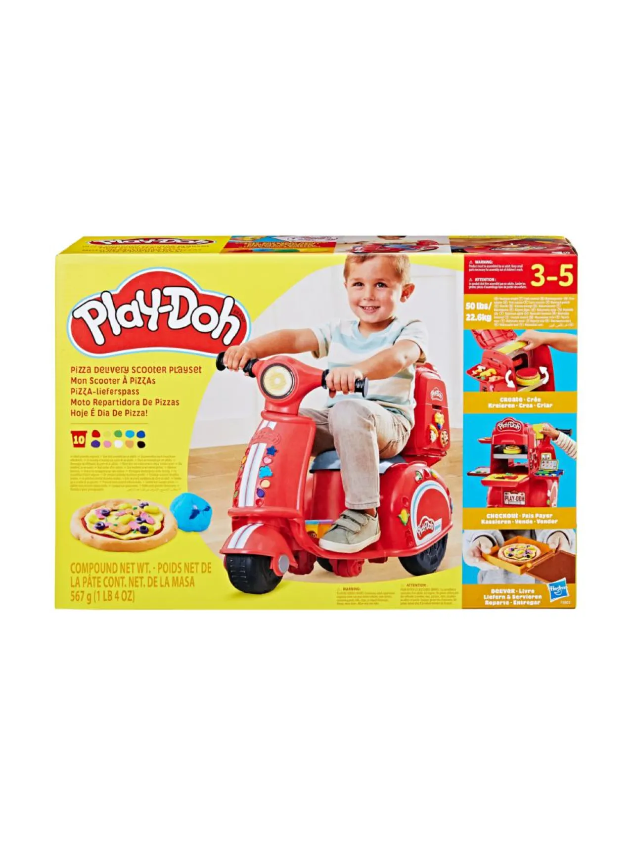 PLAY-DOH Leikkisetti Pitsalähetti skootterilla, 49 cm^ Luovuus & Oppiminen