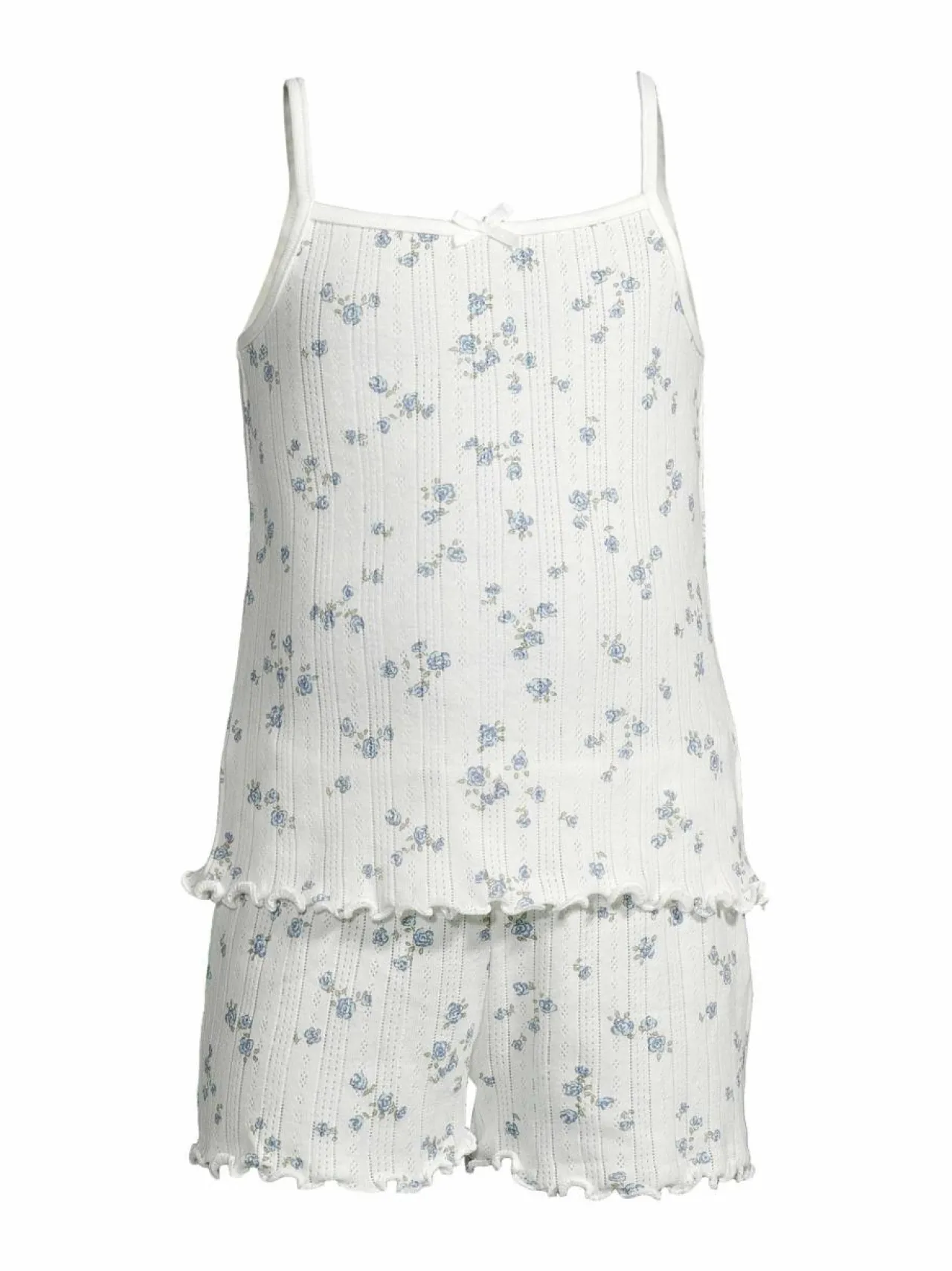 Yöasut & Kylpytakit<Lindex Pointelle- pyjamatoppi ja pyjamashortsit 325 LIGHT DUSTY WHITE