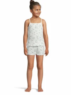 Yöasut & Kylpytakit<Lindex Pointelle- pyjamatoppi ja pyjamashortsit 325 LIGHT DUSTY WHITE