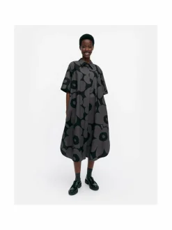 Mekot<Marimekko Popliini Unikko Cotton -mekko 909 BLACK, DARK GREY