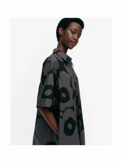 Mekot<Marimekko Popliini Unikko Cotton -mekko 909 BLACK, DARK GREY
