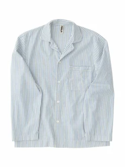 Yö- & Oloasut<Tekla Poplin Unisex -pyjamapaita PLACID BLUE STRIPES