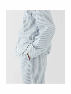 Yö- & Oloasut<Tekla Poplin Unisex -pyjamapaita PLACID BLUE STRIPES