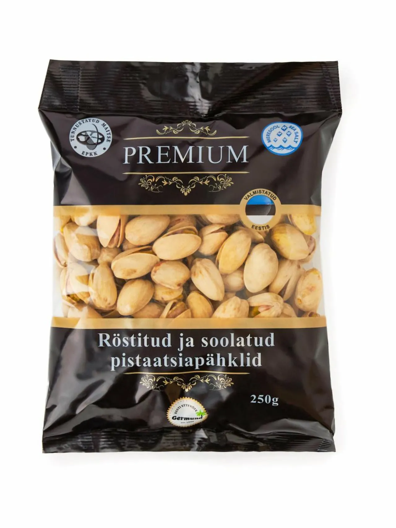 Germund Premium-pistaasipähkinät, 250 g^ Suolaiset Delituotteet