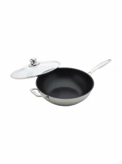 Swiss Diamond Prestige Clad -wokkipannu ja lasikansi ø 32 cm^ Keitto- & Paistoastiat