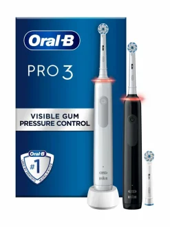Hampaidenhoito<Oral-B Pro Series 3 -sähköhammasharja, tuplarunkopakkaus WHITEBLACK
