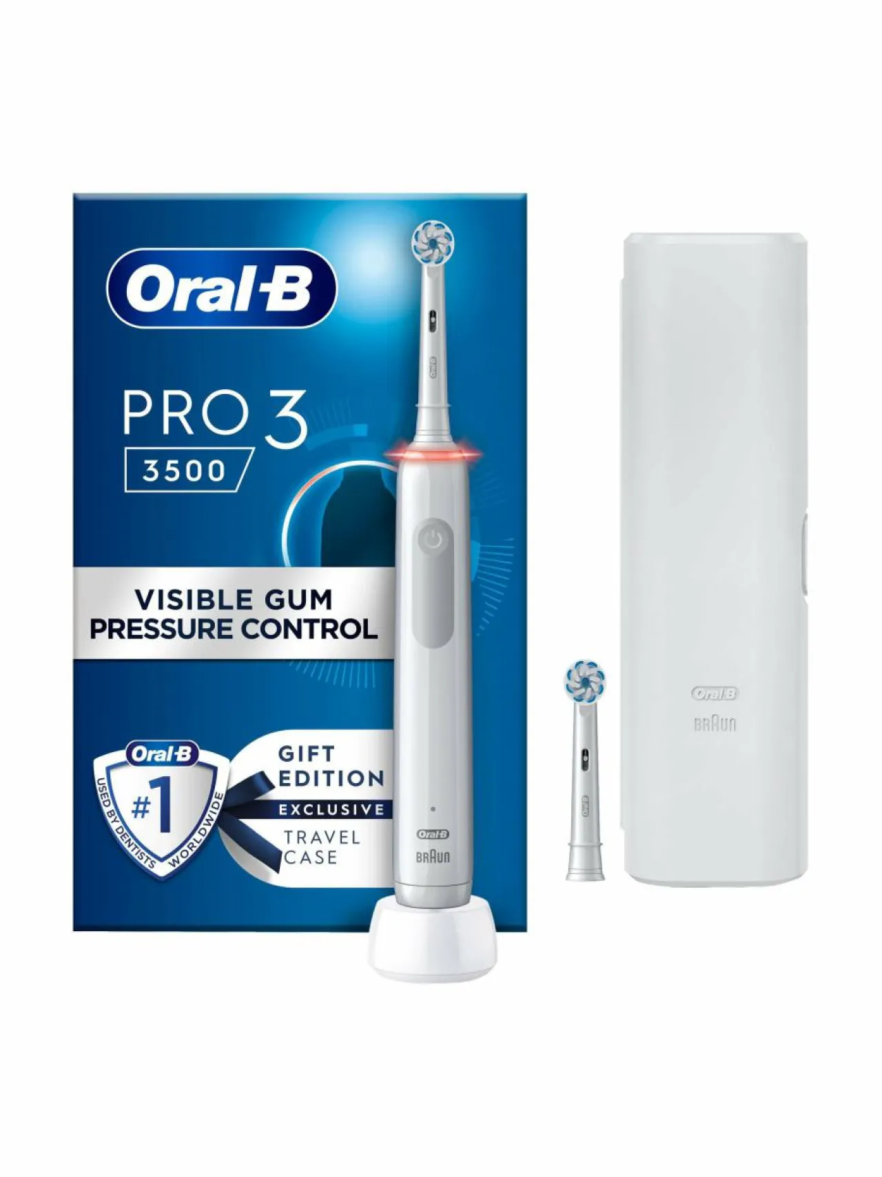 Hampaidenhoito<Oral-B PRO3- sähköhammasharja + matkakotelo WHITE