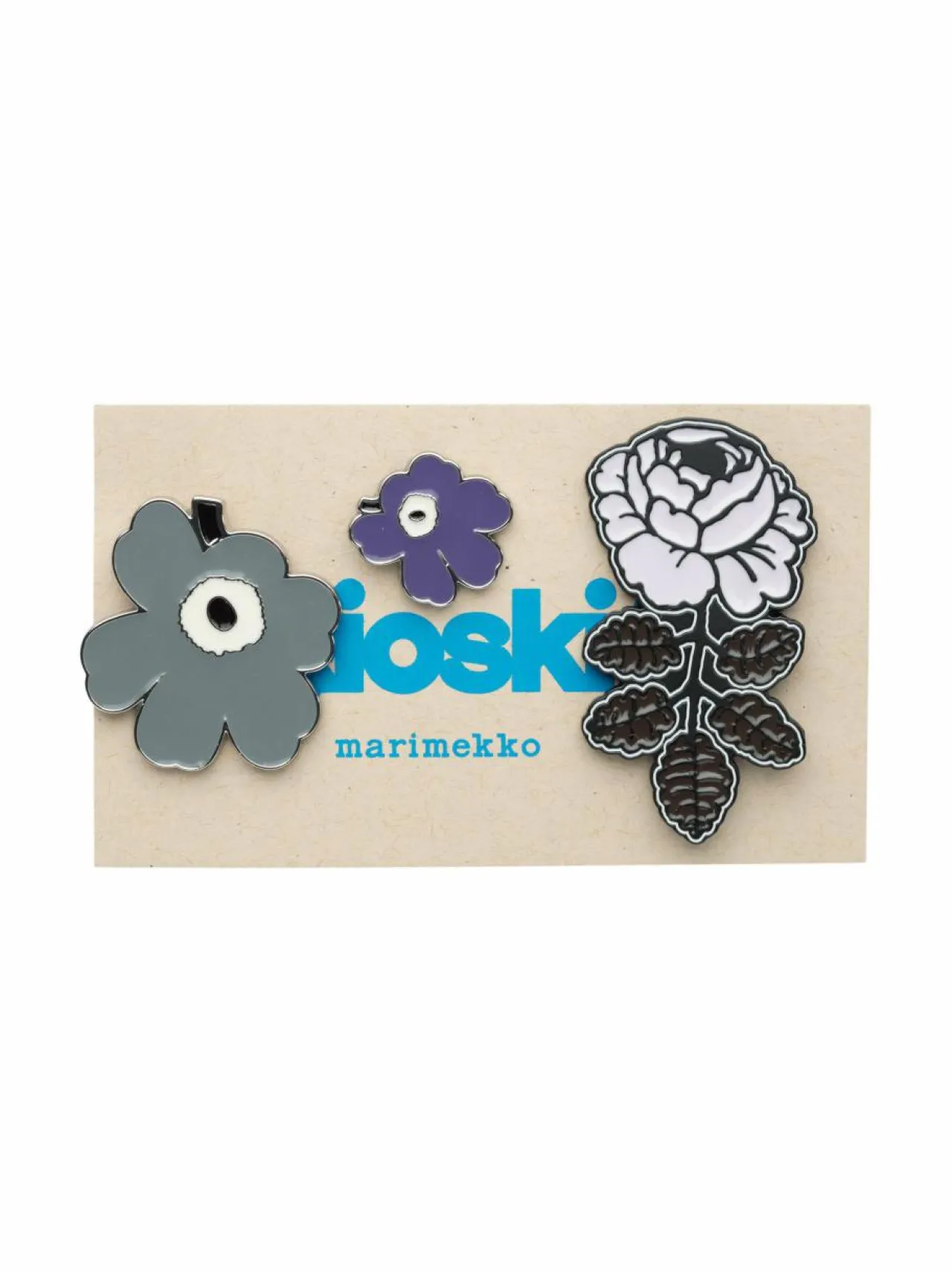 Marimekko Pumpuli Set I Kioski -pinssisetti, 3 kpl^ Laukkukorut