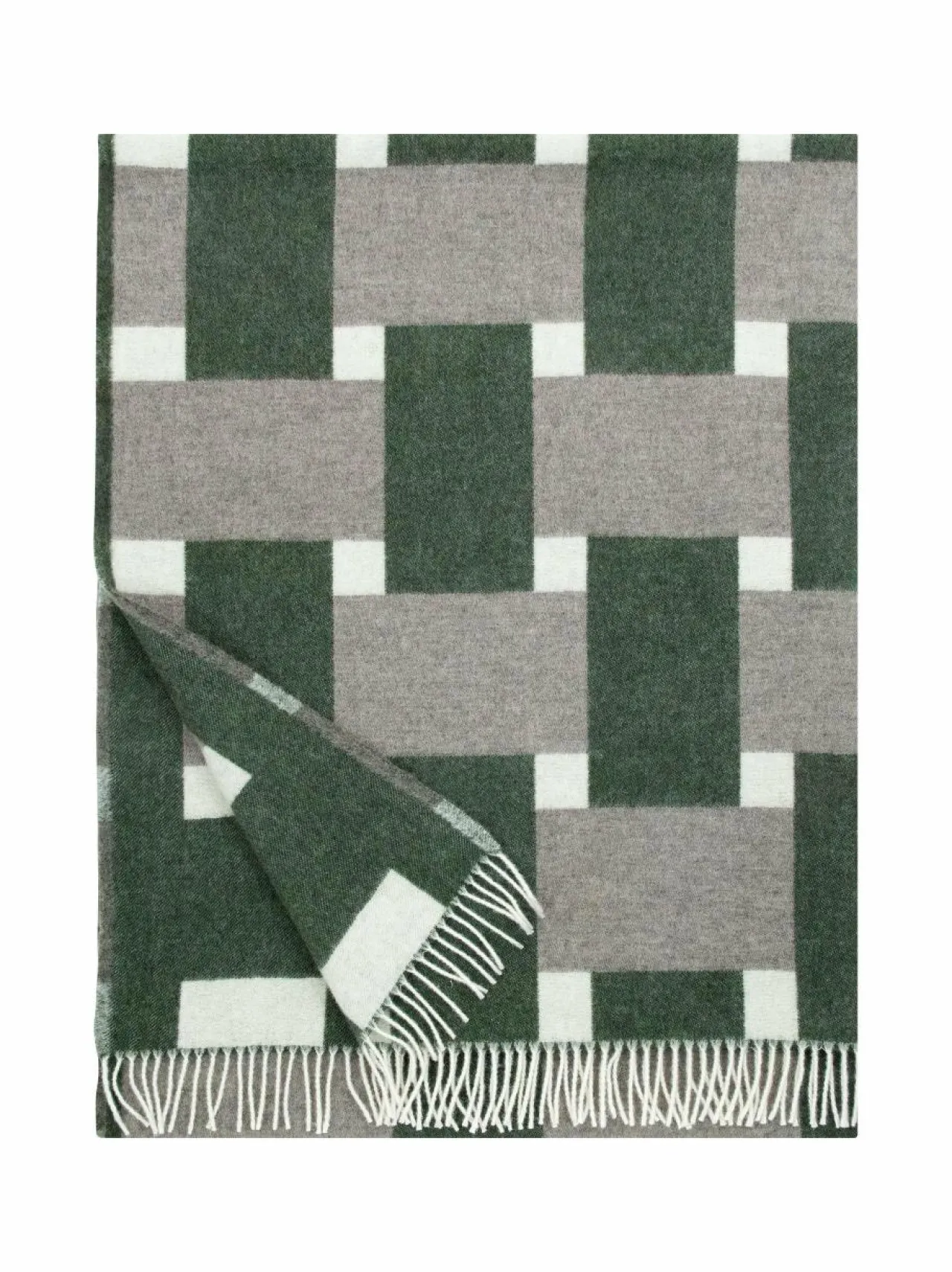 Huovat & Päiväpeitot<Lapuan Kankurit Punos-villahuopa, 130 x 180 cm 4 WHITE-OLIVE-BLACK