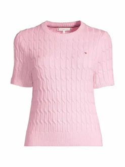 Neuleet<Tommy Hilfiger Puuvillainen palmikkoneule TOL CLASSIC PINK