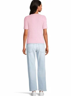 Neuleet<Tommy Hilfiger Puuvillainen palmikkoneule TOL CLASSIC PINK