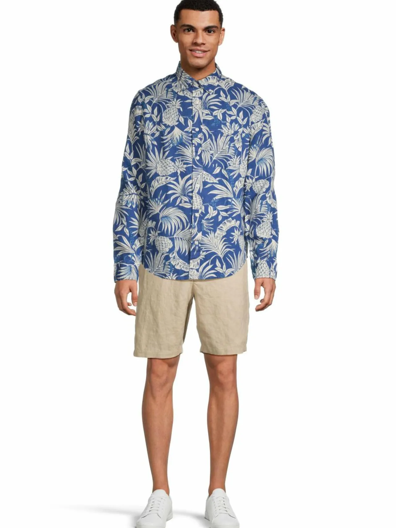 GANT Regular Botanical Print -pellavakauluspaita^ Paidat