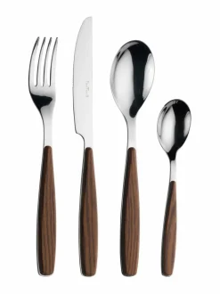 Aterimet & Tarjoiluvälineet<Pintiinox Riva-aterinsetti, 16 osaa MAHOGANY (RUSKEA/TERÄS)