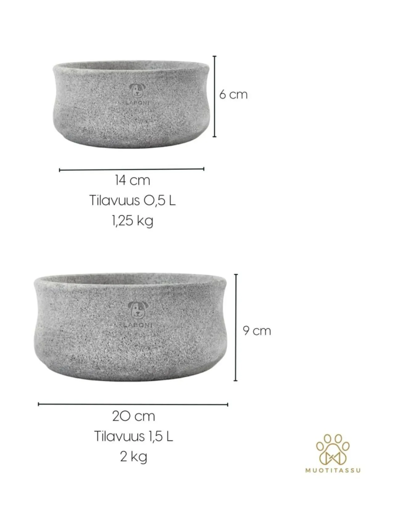 Laboni Rocky vuolukivi design ruokakulho - Tuplapakkaus^ Ruokakupit Ja -Tarvikkeet