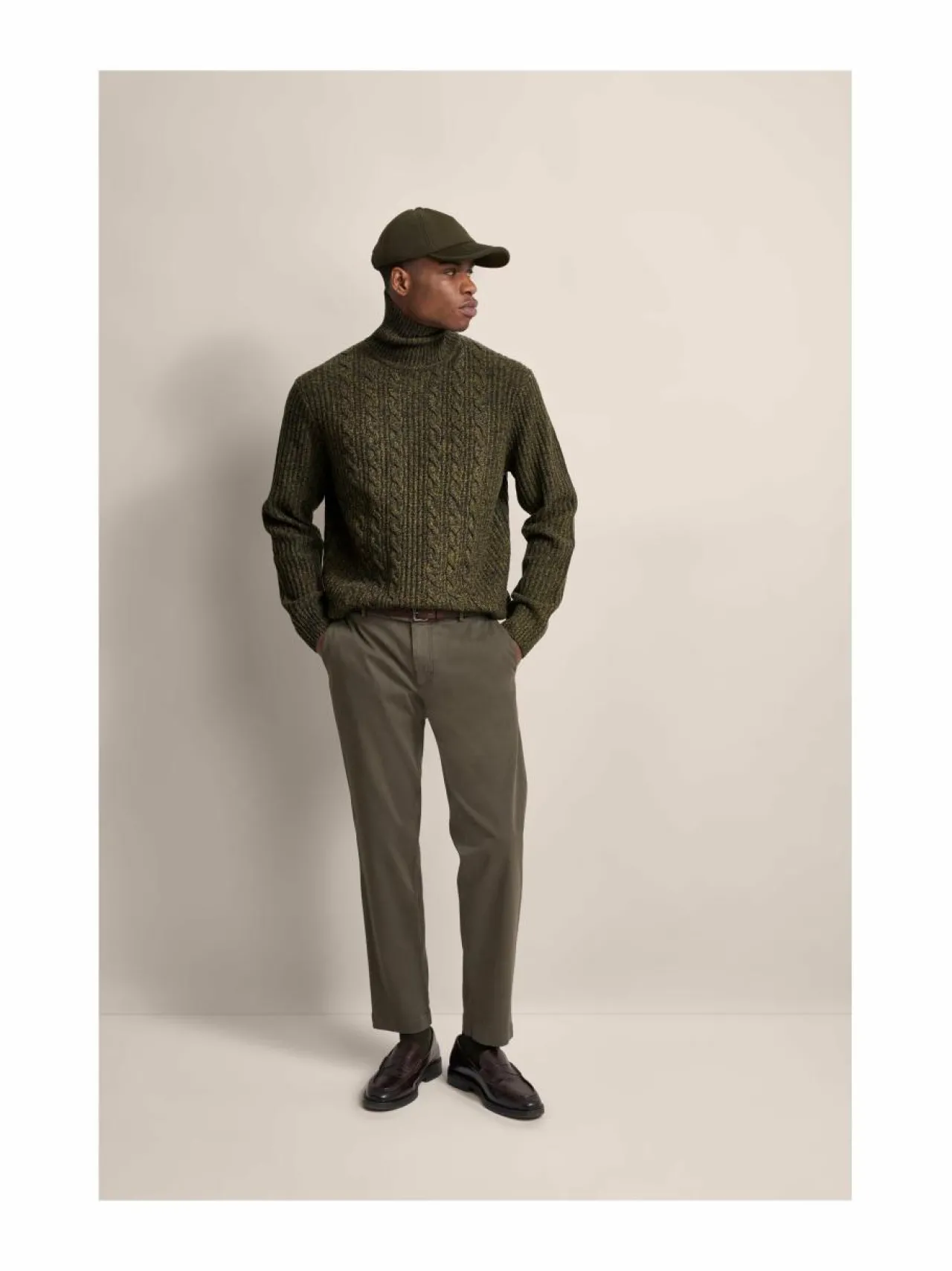 Neuleet<Bugatti Rollneck-villaneule OLIVE