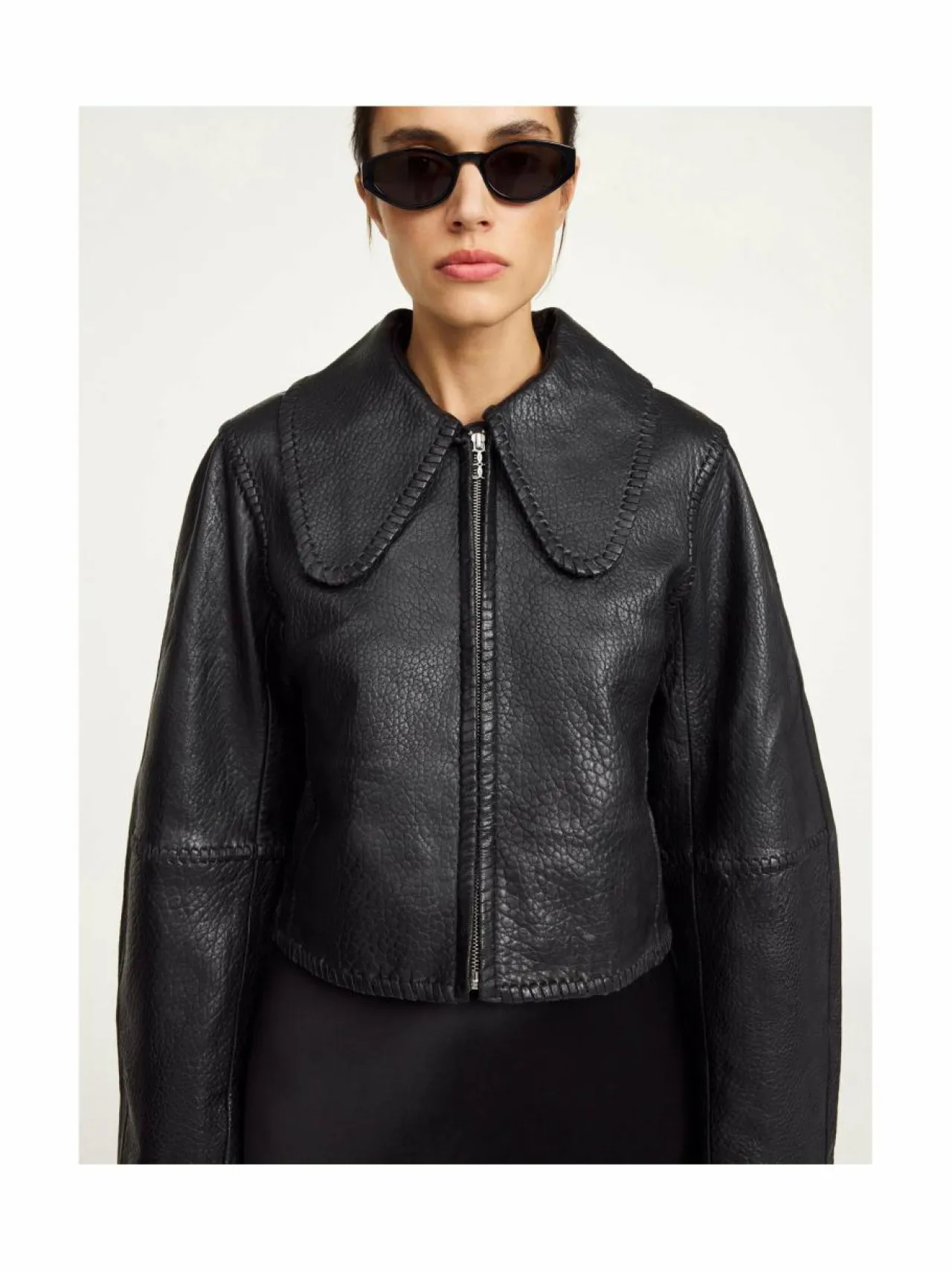 Takit<By Malene Birger Rowani-nahkatakki 050 BLACK