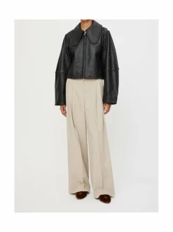 Takit<By Malene Birger Rowani-nahkatakki 050 BLACK