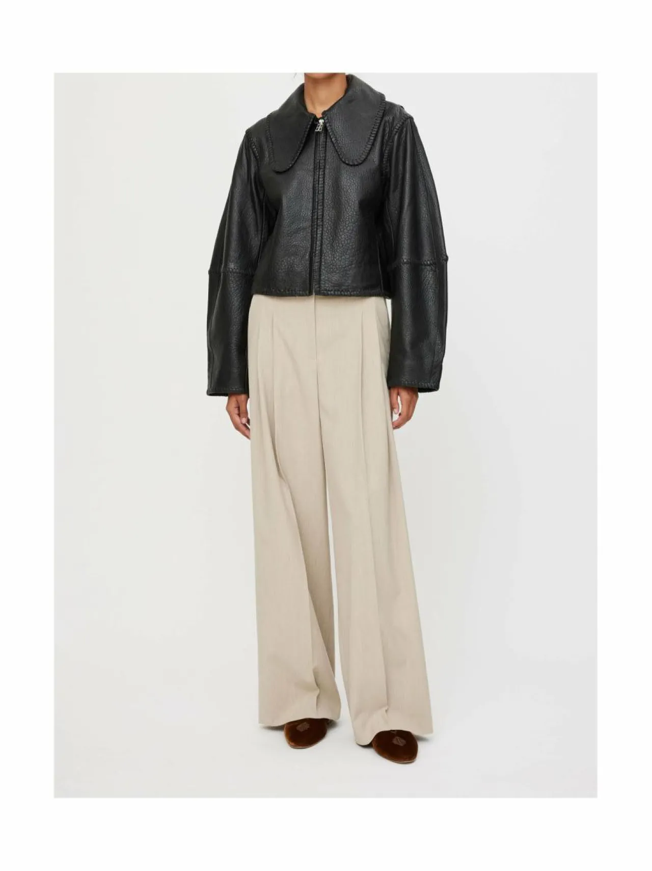 Takit<By Malene Birger Rowani-nahkatakki 050 BLACK