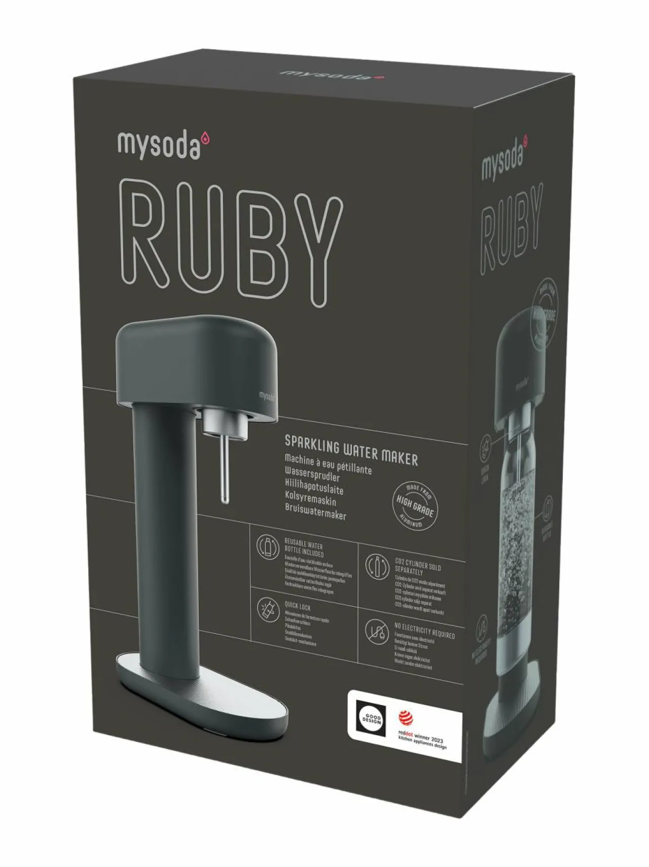 Muut Keittiölaitteet<Mysoda Ruby 2 -hiilihapotuslaite 14 x 24 x 41 cm BLACK SILVER