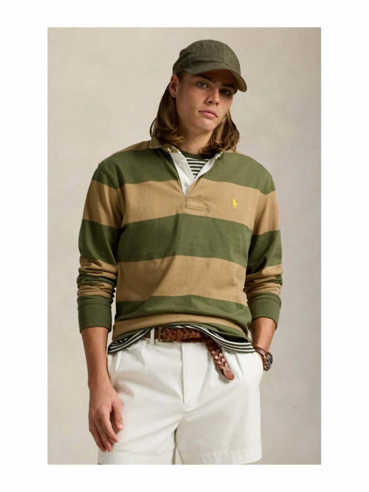 Paidat<Polo Ralph Lauren Rugbypaita NEW OLIVE/MONTANA KHAKI