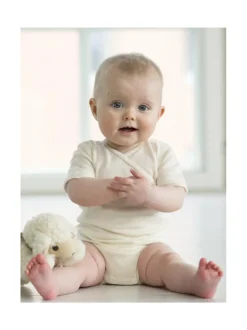 Ruskovilla lyhythihainen body 50 - 90 cm - silkkivilla^ Bodyt & Potkupuvut