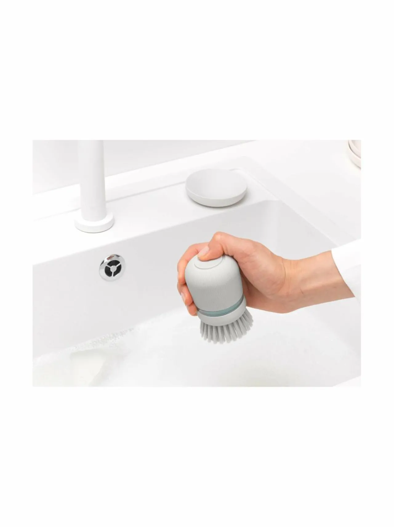 Keittiötarvikkeet<Brabantia Saippuaa annosteleva tiskiharja LIGHT GREY