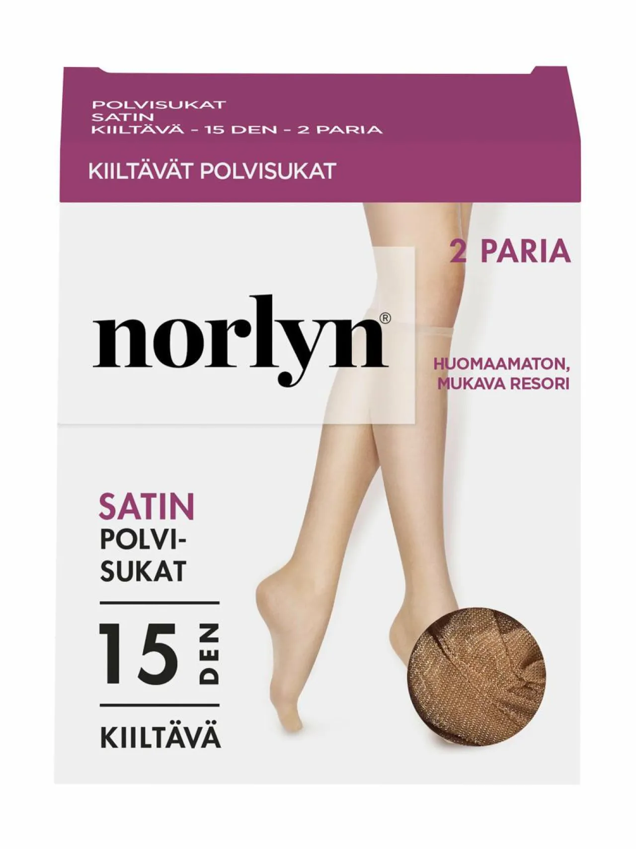 Sukat & Sukkahousut<Norlyn Satin 15 den -polvisukat 2-pack SAND