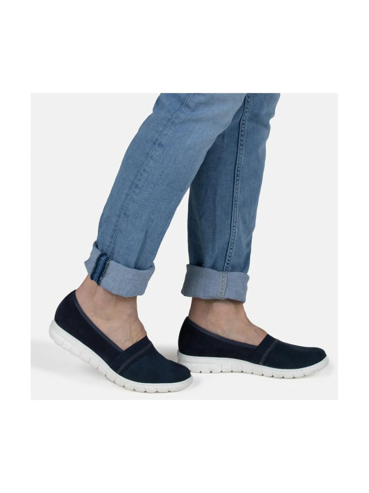Kävelykengät & Loaferit<Pomar SELJA Naisten stretch ballerinat OCEAN STRETCH TEXTILE/OCEAN SUEDEWHT SOLE