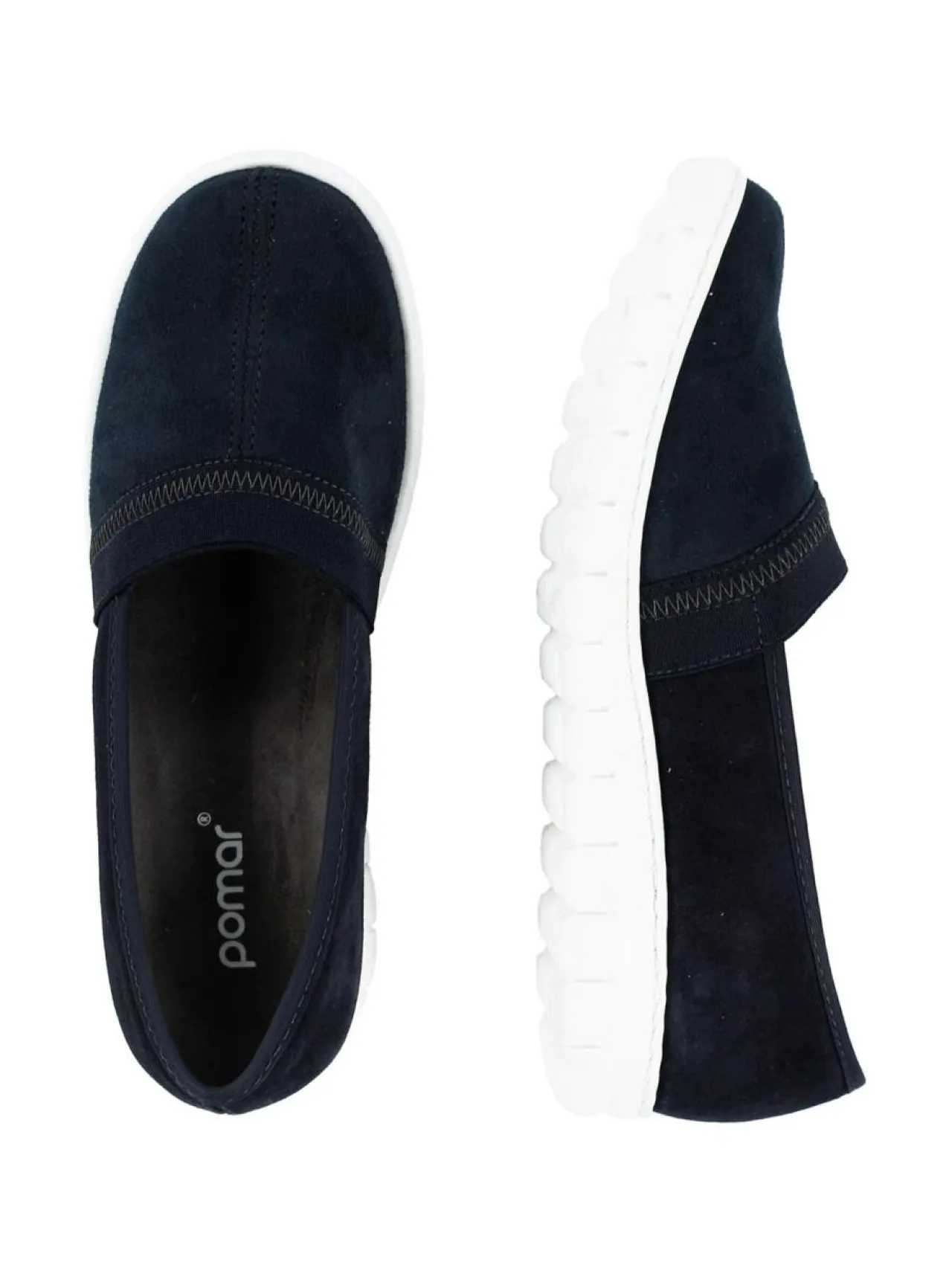 Kävelykengät & Loaferit<Pomar SELJA Naisten stretch ballerinat OCEAN STRETCH TEXTILE/OCEAN SUEDEWHT SOLE
