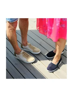 Kävelykengät & Loaferit<Pomar SELJA Naisten stretch ballerinat OCEAN STRETCH TEXTILE/OCEAN SUEDEWHT SOLE
