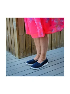 Kävelykengät & Loaferit<Pomar SELJA Naisten stretch ballerinat OCEAN STRETCH TEXTILE/OCEAN SUEDEWHT SOLE