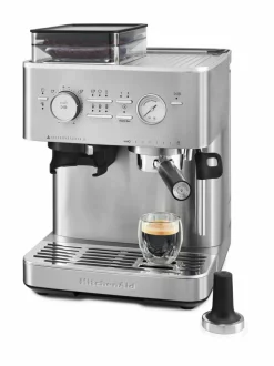 Kahvin- & Vedenkeittimet<KitchenAid Semi Auto Espresso KES6551 -puoliautomaattinen espressokone kahvimyllyllä STAINLESS STEEL