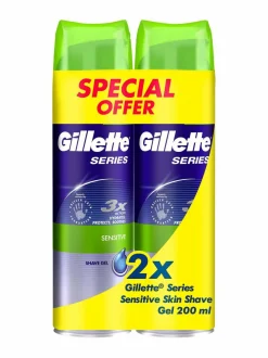 Gillette Sensitive Skin -parranajogeeli tuplapakkaus 2 x 200 ml^ Kasvojenhoito